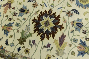 Cream Floral 12X15 Osh Chobi Peshawar Oriental Rug