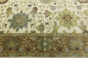 Cream Traditional Floral 9X12 Oushak Chobi Oriental Rug