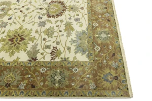 Cream Traditional Floral 9X12 Oushak Chobi Oriental Rug