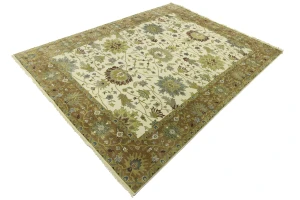Cream Traditional Floral 9X12 Oushak Chobi Oriental Rug