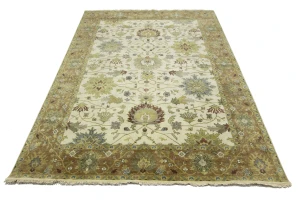 Cream Traditional Floral 9X12 Oushak Chobi Oriental Rug