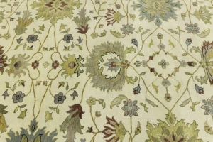 Cream Traditional Floral 9X12 Oushak Chobi Oriental Rug