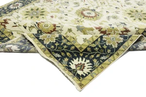 Cream Floral 10X14 Oushak Chobi Oriental Rug