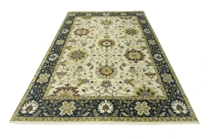 Cream Floral 10X14 Oushak Chobi Oriental Rug