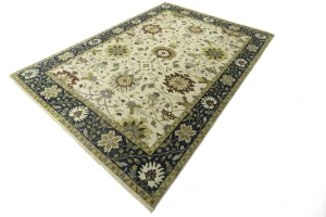 Cream Floral 10X14 Oushak Chobi Oriental Rug