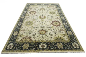 Cream Floral 10X14 Oushak Chobi Oriental Rug