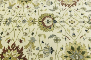 Cream Floral 10X14 Oushak Chobi Oriental Rug