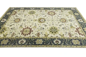 Cream Floral 10X14 Oushak Chobi Oriental Rug