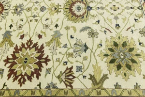 Cream Floral 10X14 Oushak Chobi Oriental Rug