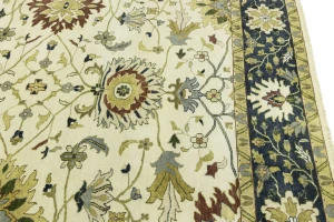 Cream Floral 10X14 Oushak Chobi Oriental Rug