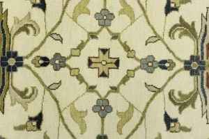 Cream Floral 10X10 Oushak Chobi Oriental Square Rug