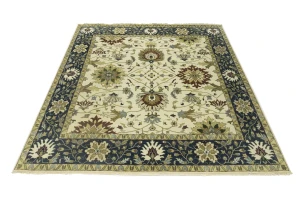 Cream Floral 10X10 Oushak Chobi Oriental Square Rug