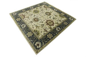 Cream Floral 10X10 Oushak Chobi Oriental Square Rug