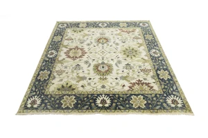 Cream Floral 10X10 Oushak Chobi Oriental Square Rug