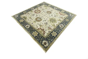 Cream Floral 10X10 Oushak Chobi Oriental Square Rug