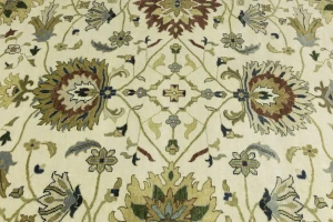 Cream Floral 10X10 Oushak Chobi Oriental Square Rug