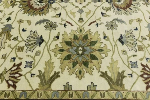 Cream Floral 10X10 Oushak Chobi Oriental Square Rug