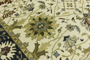 Cream Floral 10X10 Oushak Chobi Oriental Square Rug