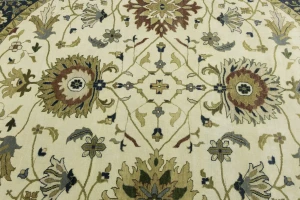 Cream Floral Osh Chobi 10x10 Peshawar Oriental Round Rug