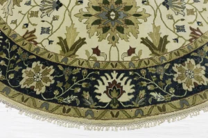 Cream Floral Osh Chobi 10x10 Peshawar Oriental Round Rug