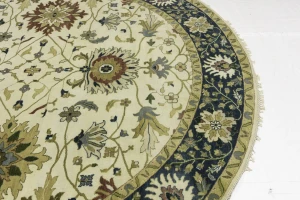 Cream Floral Osh Chobi 10x10 Peshawar Oriental Round Rug