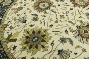 Cream Floral Osh Chobi 10x10 Peshawar Oriental Round Rug