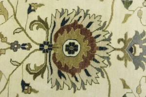 Cream Floral Osh Chobi 10x10 Peshawar Oriental Round Rug