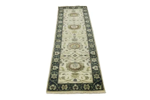 Cream Floral 2'5X8 Osh Chobi Peshawar Oriental Runner Rug