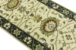 Cream Floral 2'5X10 Osh Chobi Peshawar Oriental Runner Rug