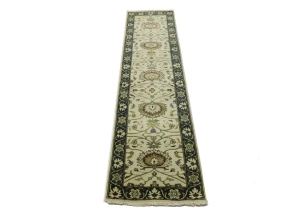 Cream Floral 2'5X10 Osh Chobi Peshawar Oriental Runner Rug