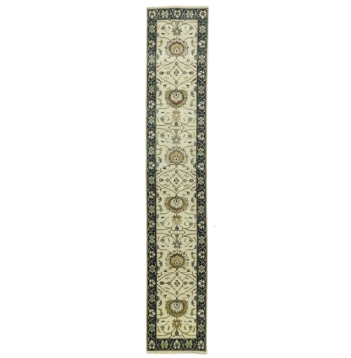 Cream Floral 2'5X13'4 Osh Chobi Peshawar Oriental Runner Rug