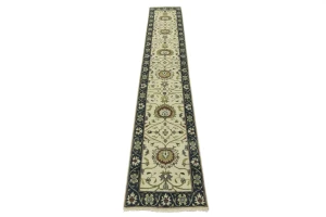 Cream Floral 2'5X13'4 Osh Chobi Peshawar Oriental Runner Rug
