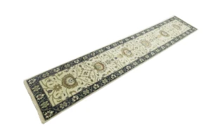 Cream Floral 2'5X13'4 Osh Chobi Peshawar Oriental Runner Rug