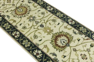 Cream Floral 2'5X13'4 Osh Chobi Peshawar Oriental Runner Rug