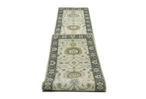 Cream Floral 2'5X13'4 Osh Chobi Peshawar Oriental Runner Rug
