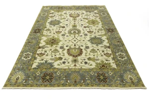 Cream Floral 9X12 Oushak Chobi Oriental Rug