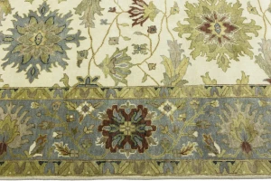Cream Floral 9X12 Oushak Chobi Oriental Rug