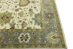Cream Floral 9X12 Oushak Chobi Oriental Rug