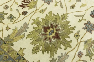 Cream Floral 9X12 Oushak Chobi Oriental Rug