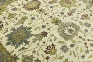 Cream Floral 9X12 Oushak Chobi Oriental Rug