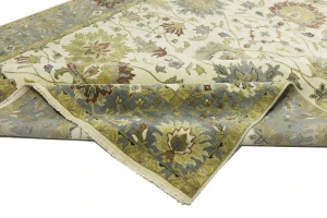 Cream Floral 9X12 Oushak Chobi Oriental Rug