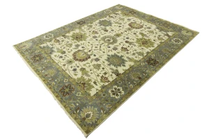 Cream Floral 9X12 Oushak Chobi Oriental Rug