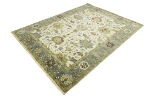 Cream Floral 9X12 Oushak Chobi Oriental Rug