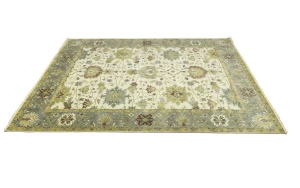 Cream Floral 9X12 Oushak Chobi Oriental Rug