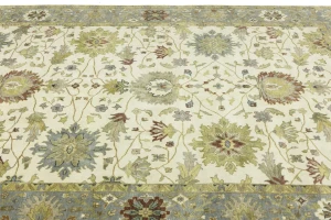Cream Floral 9X12 Oushak Chobi Oriental Rug