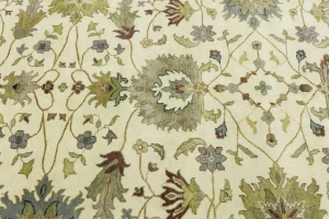 Cream Floral 9X12 Oushak Chobi Oriental Rug