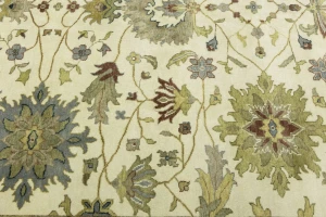 Cream Floral 9X12 Oushak Chobi Oriental Rug