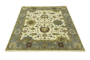 Cream Floral Osh Chobi 8X8 Peshawar Oriental Square Rug