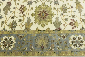 Cream Floral Osh Chobi 8X8 Peshawar Oriental Square Rug