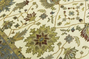 Cream Floral Osh Chobi 8X8 Peshawar Oriental Square Rug
